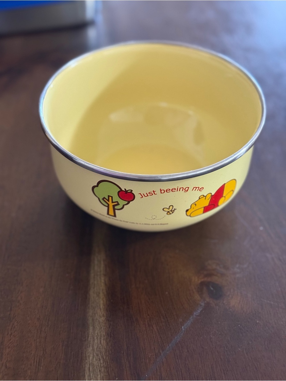 Vintage Disney Winnie The Pooh Enamelware Bowl Just Beeing Me Yellow Tung Sheng